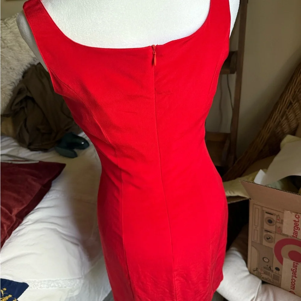 Vintage Hugo Buscati Silk Red Sheath Mini Dress - Picture 2 of 9